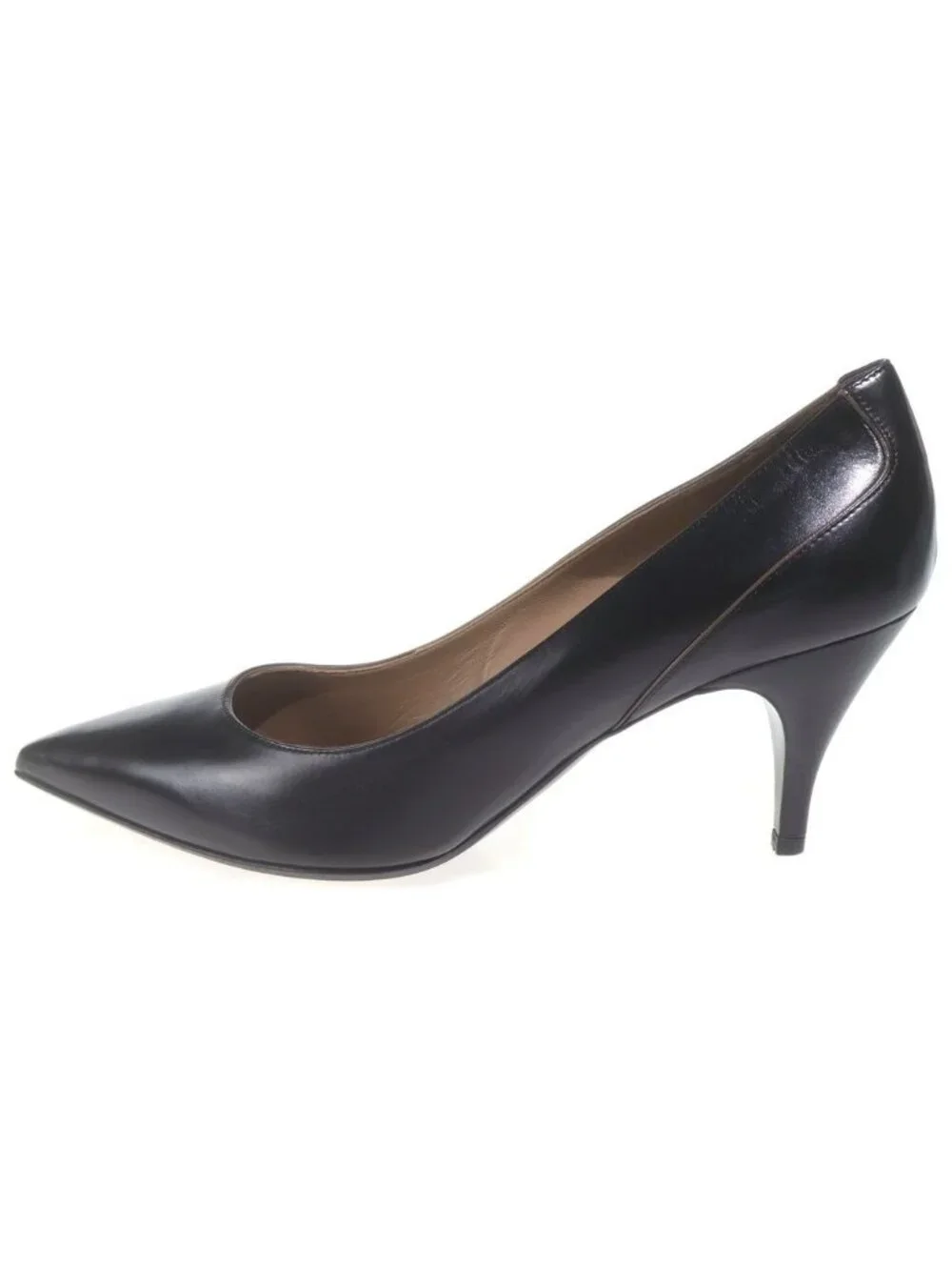 Hermes Pointed Toe Leather Heels Pumps Shoes Black